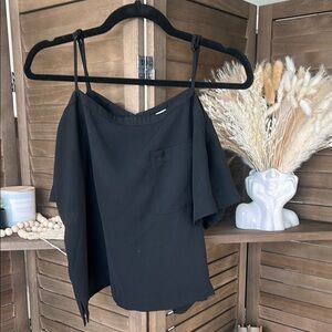 Black Asymmetrical Sleeveless Camisole Top